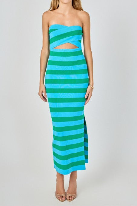 Striped Cutout Maxi Dress