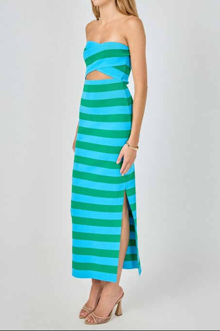 Striped Cutout Maxi Dress