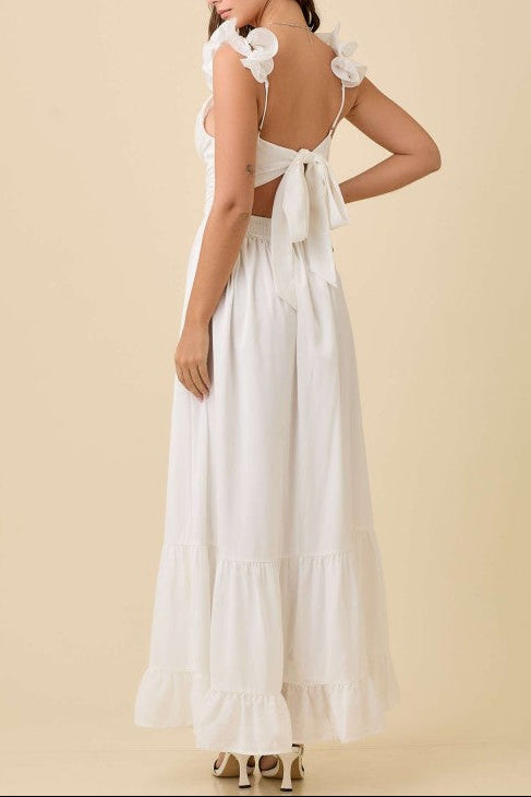 Maxi Ruffle Sleeve Summer Dress With Back Tie