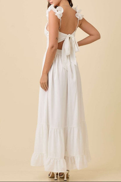 Maxi Ruffle Sleeve Summer Dress With Back Tie