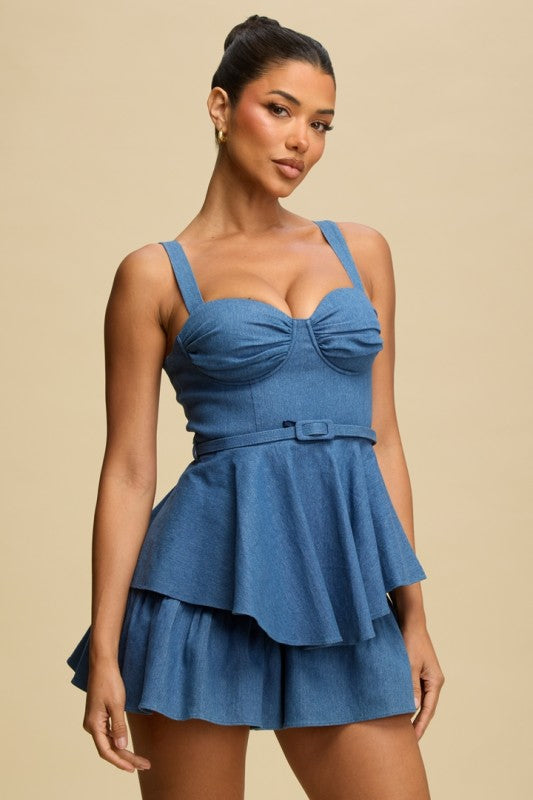 Denim Belted Romper