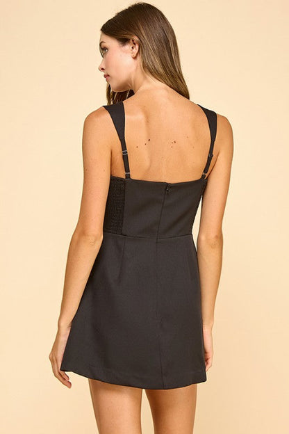 Mini Skort Romper With Faux Flap Pockets