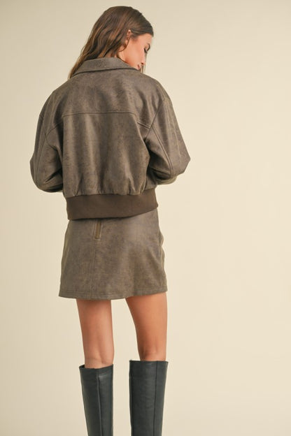 Pu Bomber Jacket