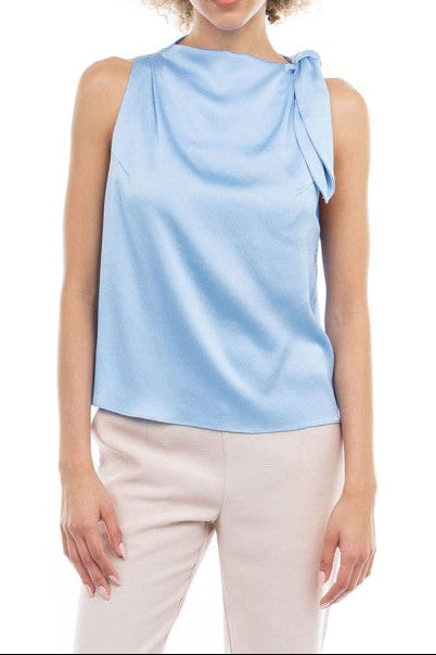 Sleeveless Blouse With Shoulder Tie Detail Celestial Blue