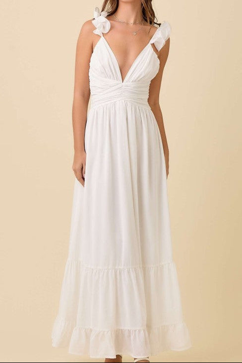 Maxi Ruffle Sleeve Summer Dress With Back Tie