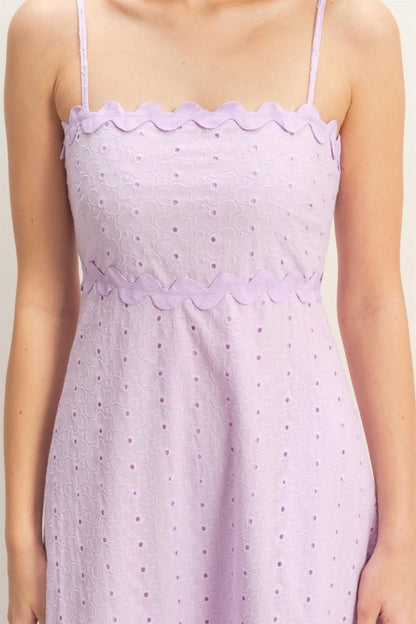 Scallop Trim Eyelet Maxi Dress
