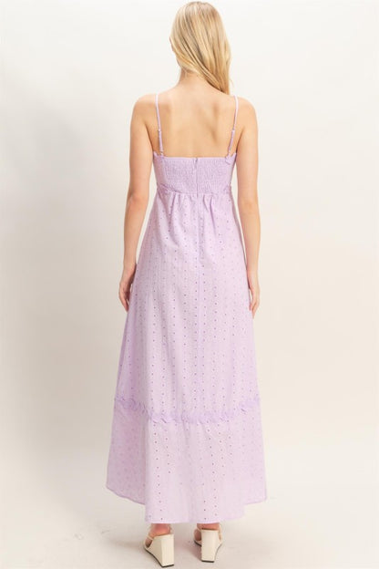 Scallop Trim Eyelet Maxi Dress
