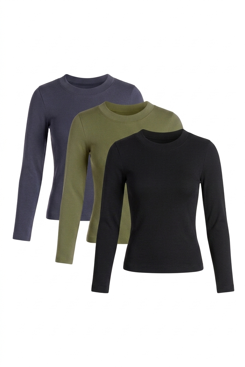 Smooth Crew Neck Longsleeve Top (Multiple Colors)