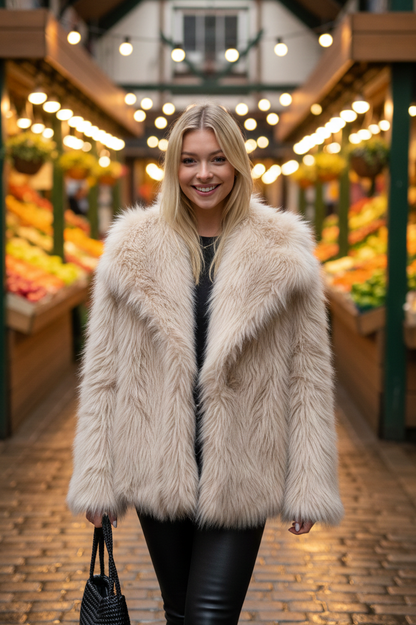 Long Sleeve Faux Fur Coat