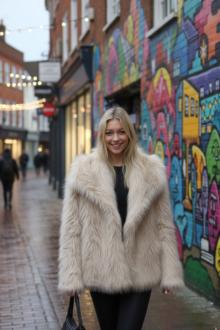 Long Sleeve Faux Fur Coat