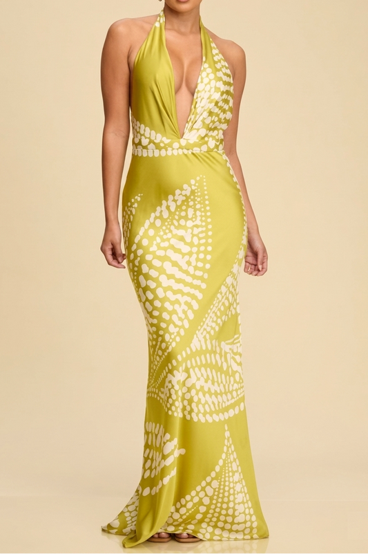 Aria Halter Satin Dress
