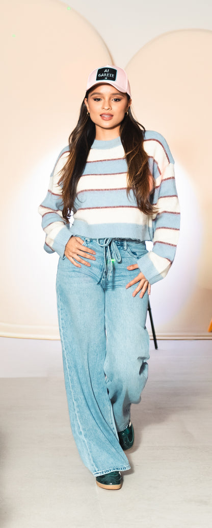 Self Tie Wide Leg Jeans
