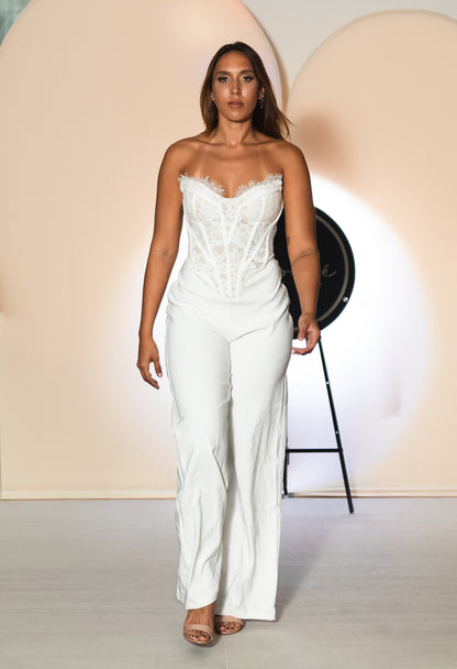 Eyelash Lace Jumpsuit Bolero 2-pc Set