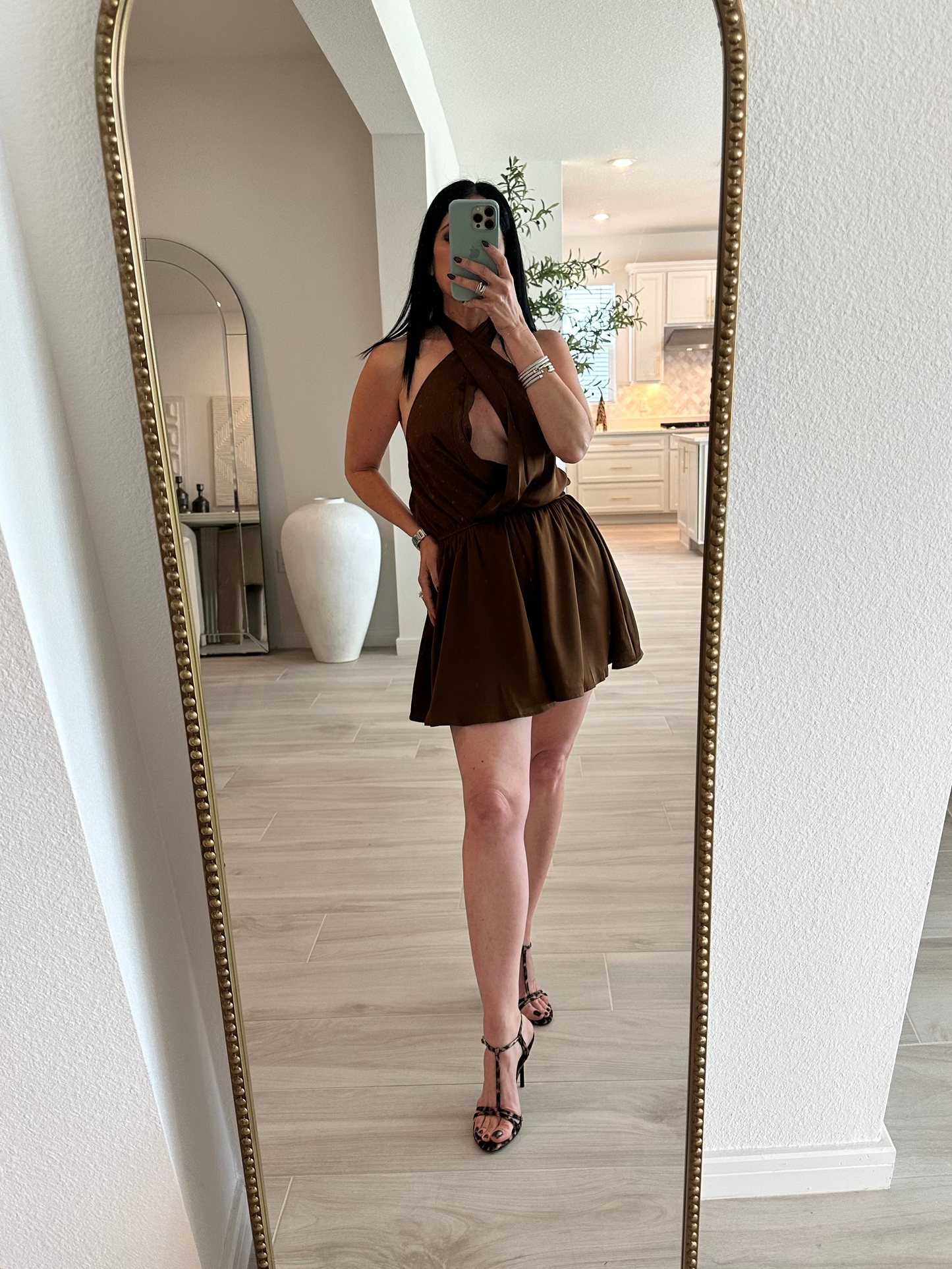 Dull Satin Halter Neck Romper