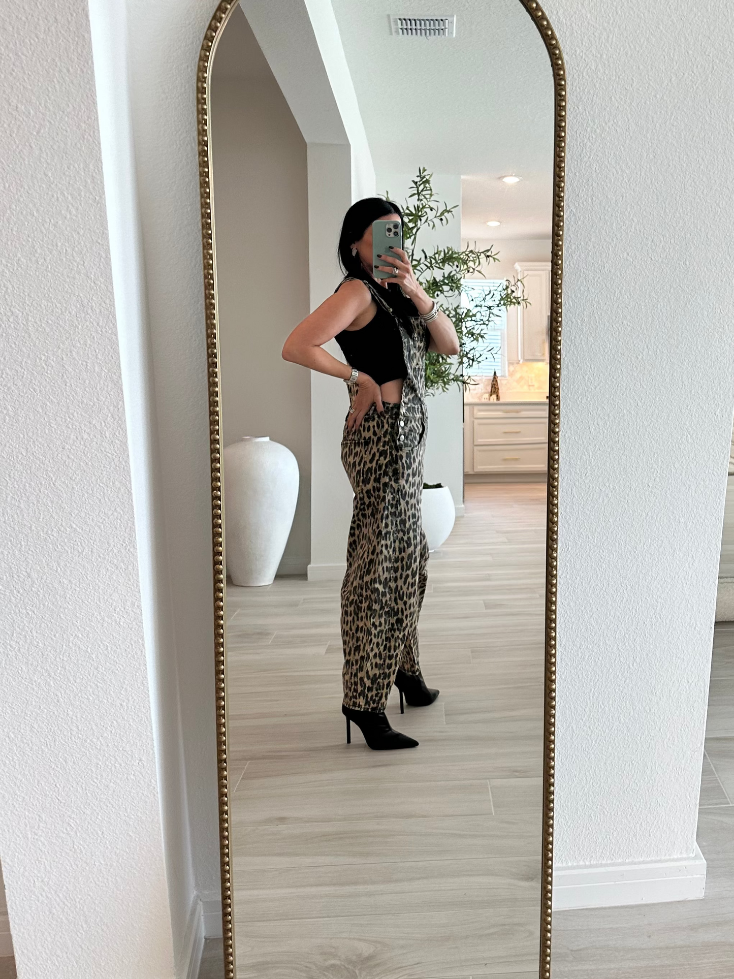 Leopard Printed Barrel Leg Jumpsuit