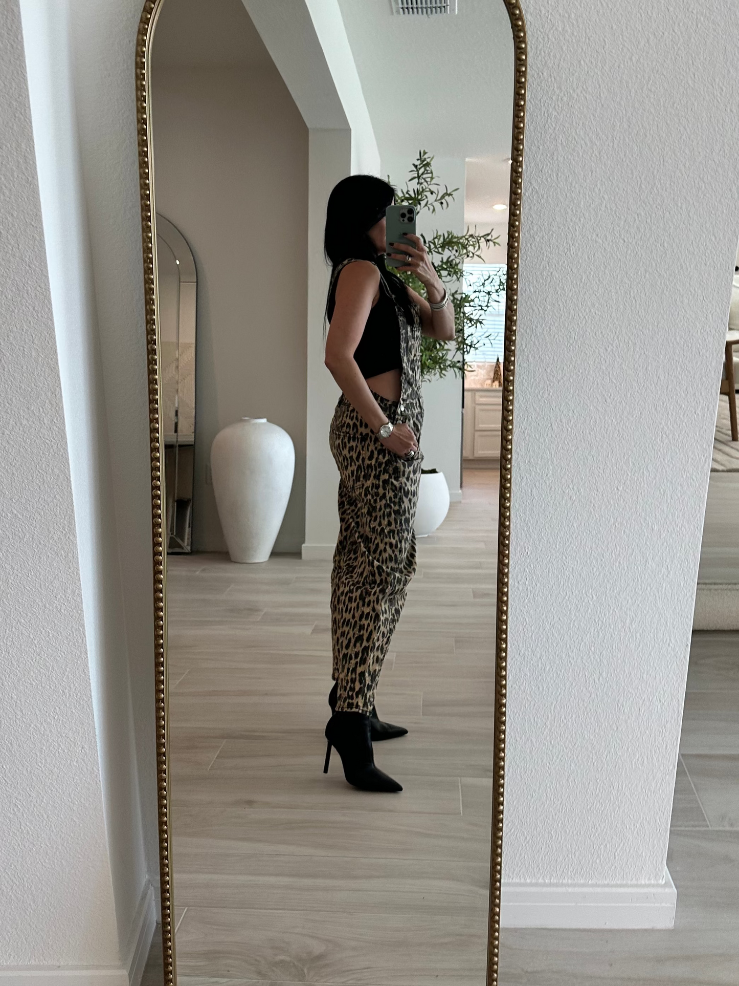 Leopard Printed Barrel Leg Jumpsuit