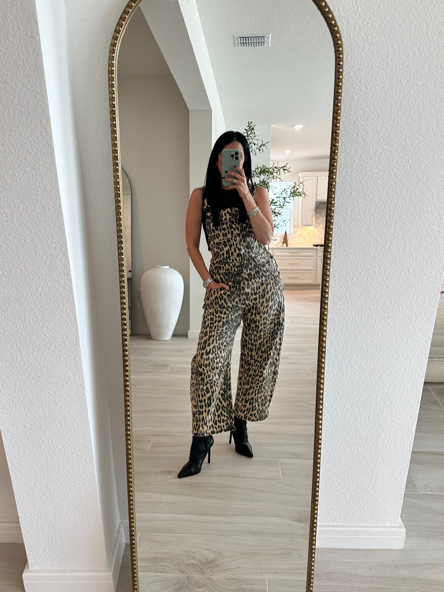 Leopard Printed Barrel Leg Jumpsuit