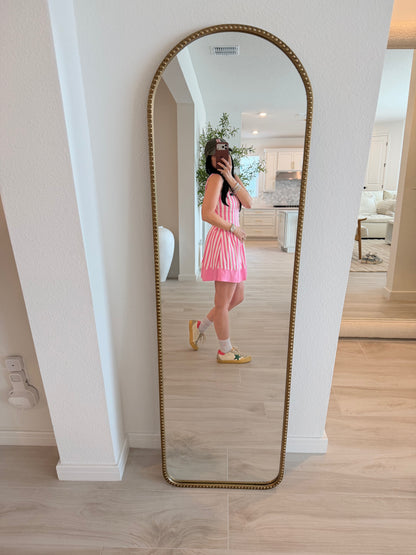 Wide Stripe Pleated Active Skort With Scallop