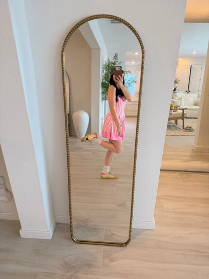 Wide Stripe Pleated Active Skort With Scallop