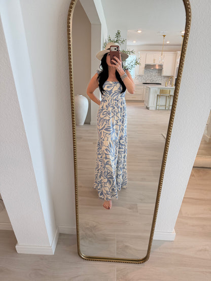 Floral Shoulder Tie Tiered Maxi Dress