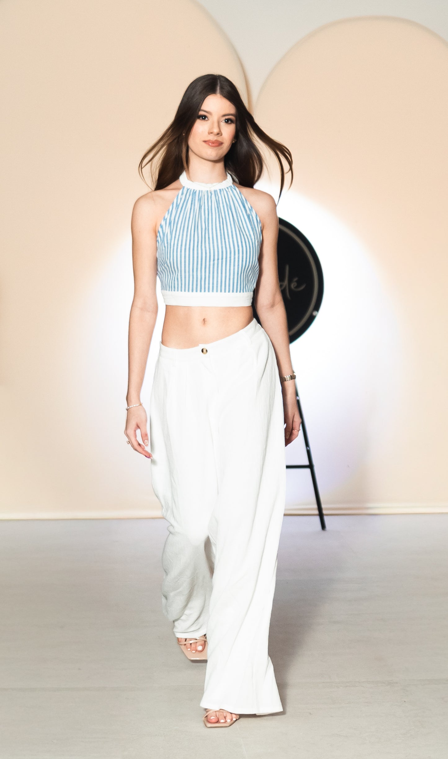 Halter Backless Top & High Waisted Long Pants Set