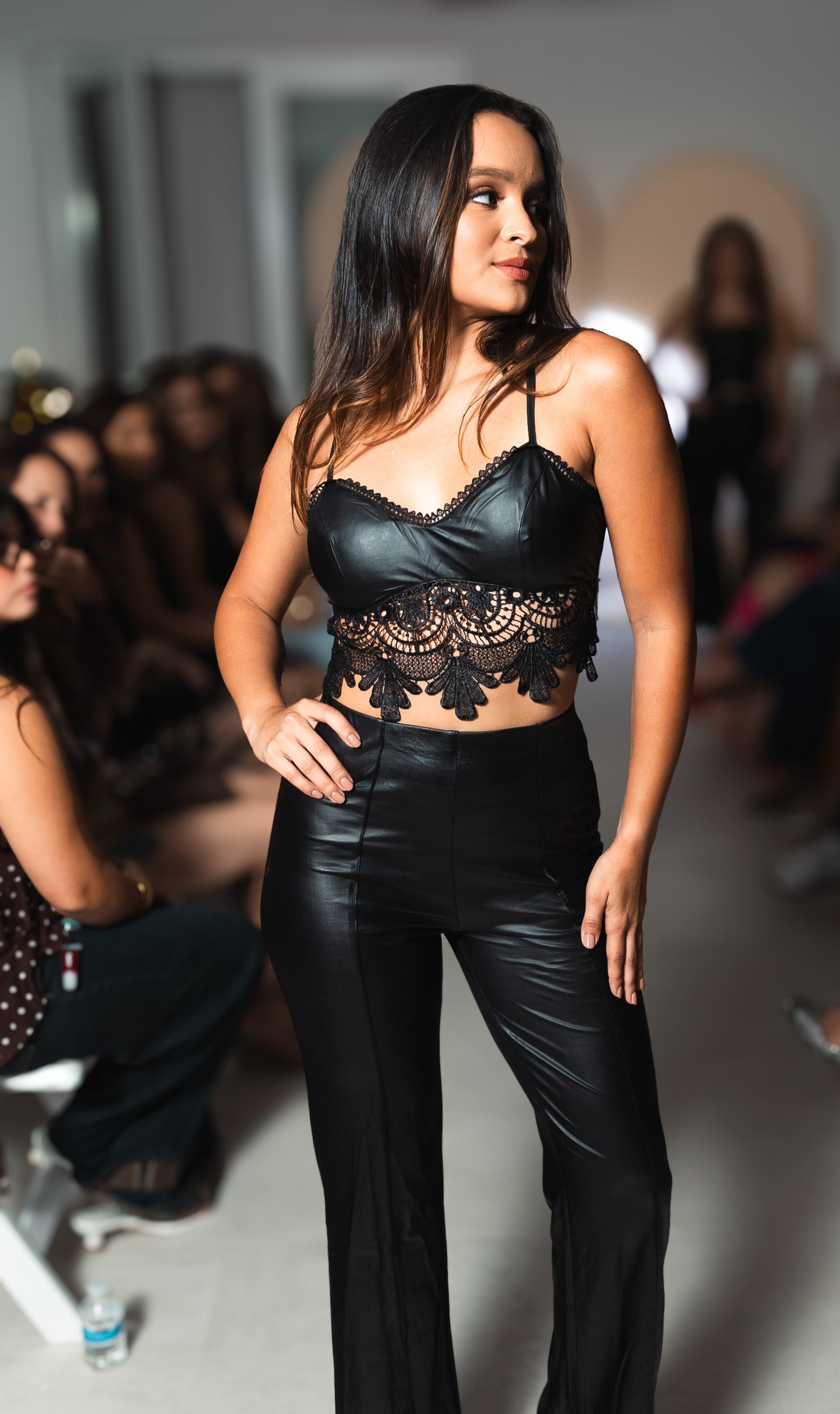 Black Faux Leather Top & Pants Set