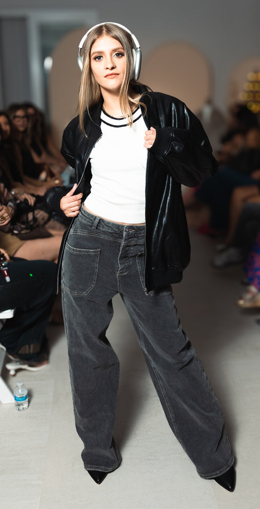 Oversized Faux Leather Bomber Jacket