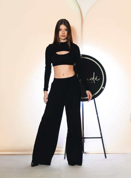 Long Sleeve Bolero Top And Wide Leg Pants Set