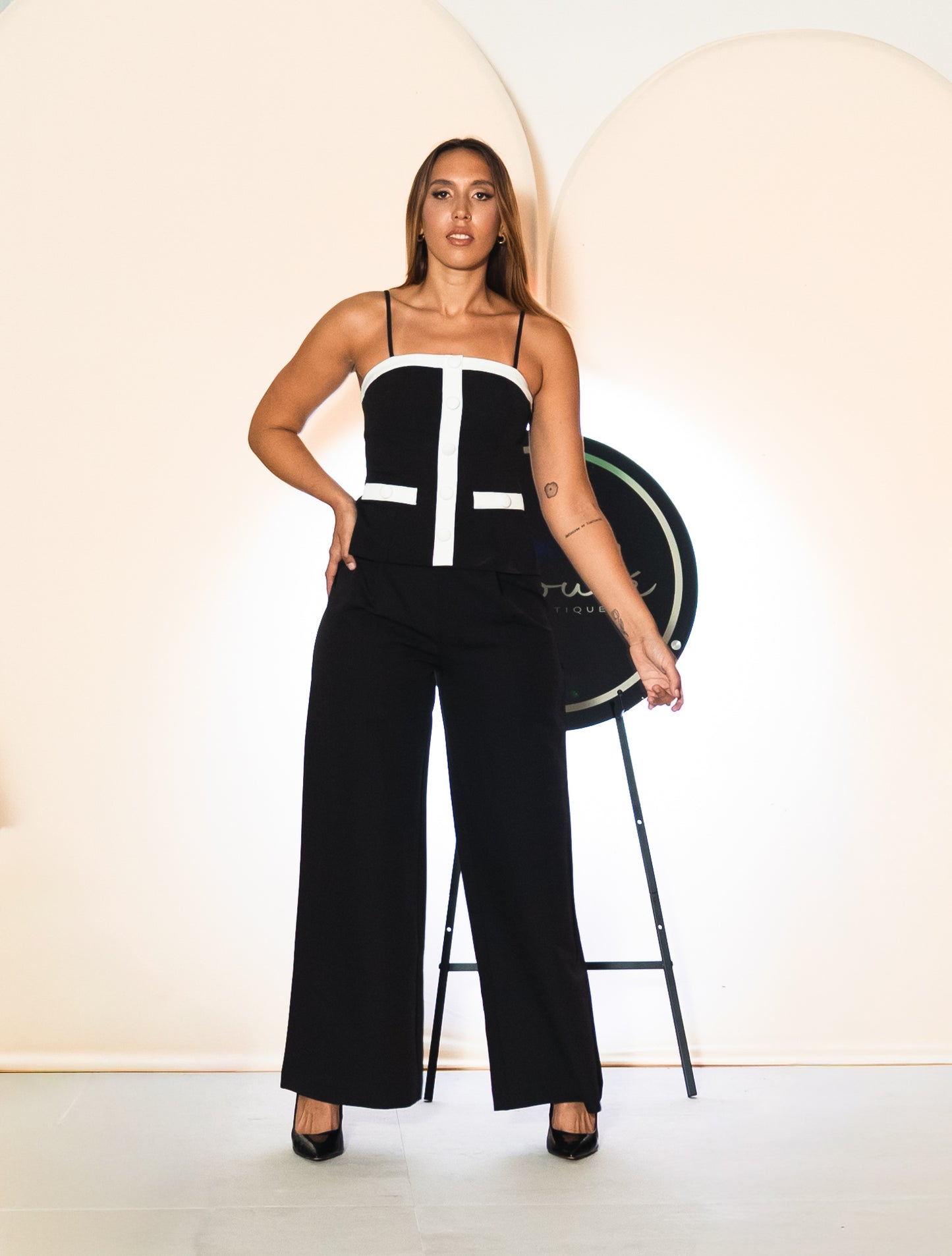 Button Down Cami and Wide Leg Pants Set