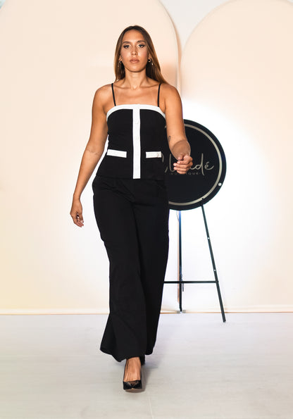 Button Down Cami and Wide Leg Pants Set