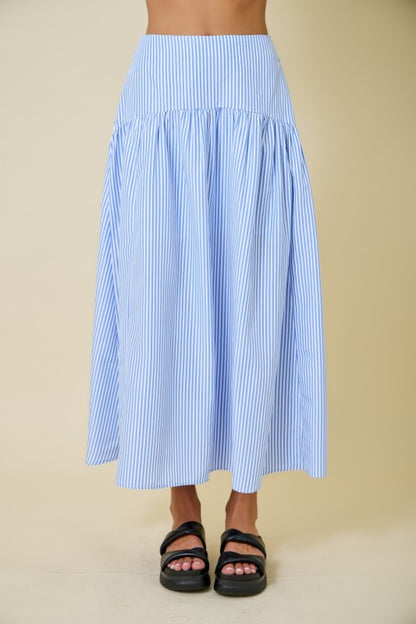 Stripe Crop Top With Adjustable Straps and Flared Maxi Skirt Set