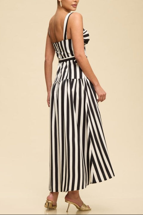 Striped Midi Belted Dress