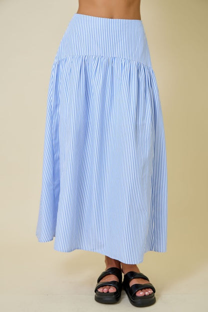 Stripe Crop Top With Adjustable Straps and Flared Maxi Skirt Set