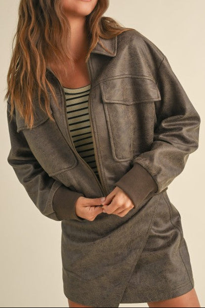 Pu Bomber Jacket
