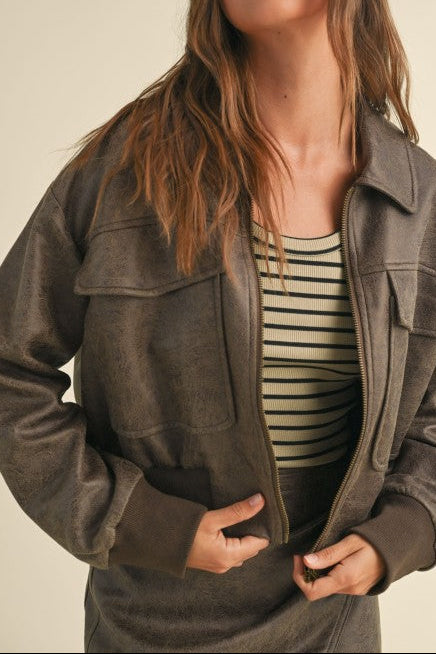 Pu Bomber Jacket
