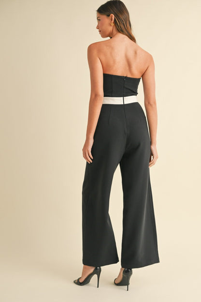 Bow Waist Sweetheart Scallop Neck Jumpsuit
