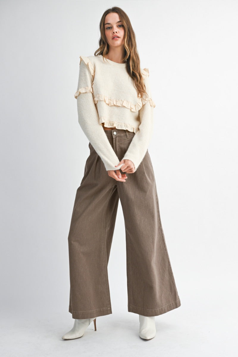 Pleated Wide Leg Jean