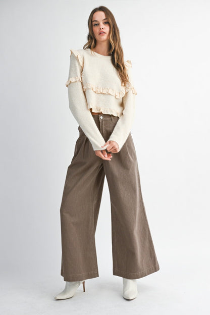 Pleated Wide Leg Jean