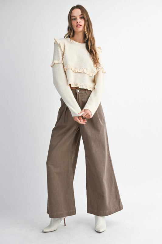 Pleated Wide Leg Jean