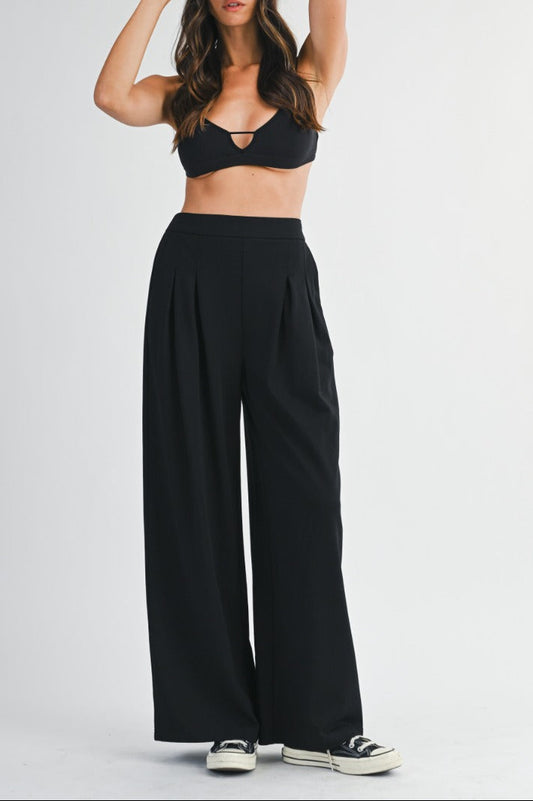 Pleated Wide Leg Sweatpants