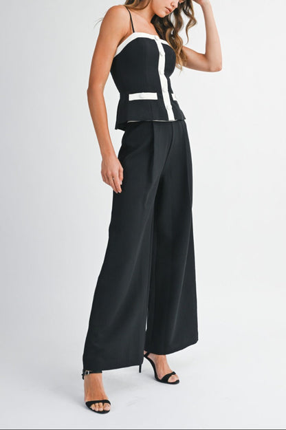 Button Down Cami and Wide Leg Pants Set