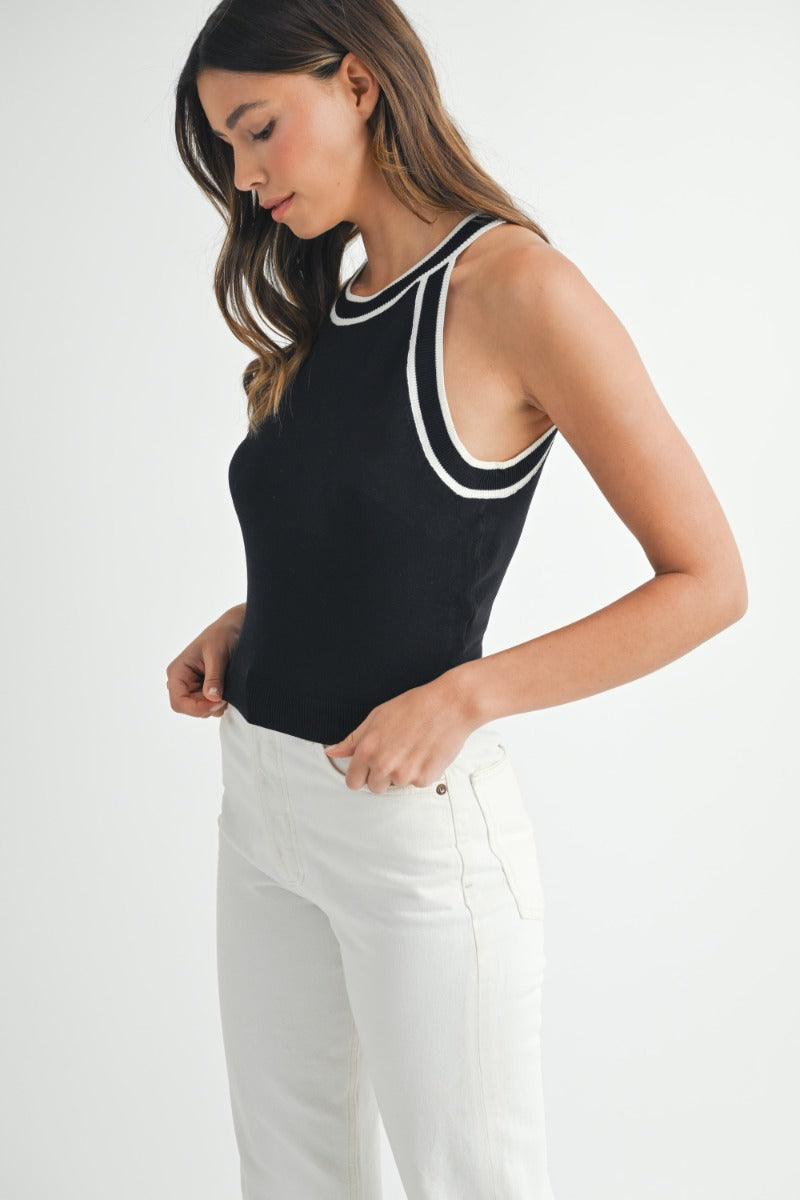 Sleeveless Halter Neck Sweater Top