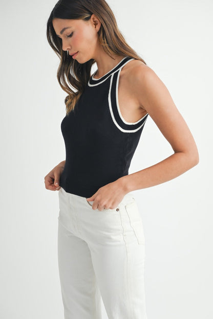 Sleeveless Halter Neck Sweater Top