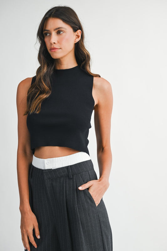 Knit Sleeveless Cut Out Back Top